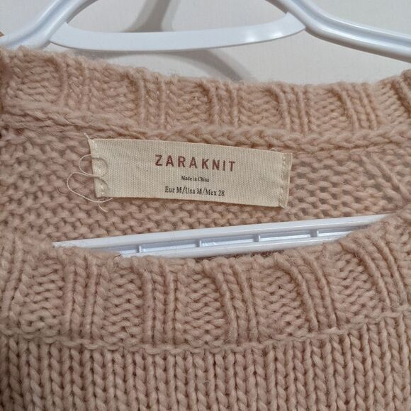 ZARA sweater Knit blush pink wool crewneck sweater size Medium @W - Picture 3 of 6